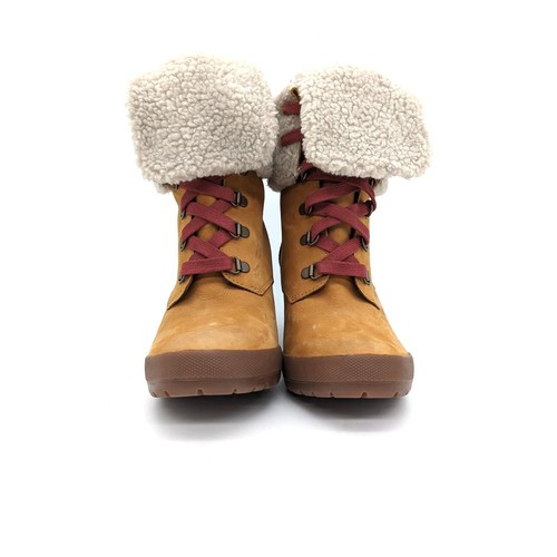 Timberland Camdale Fleece Fold-Down Tan Leather Heeled Boots Women’s 8.5 - Picture 5 of 11