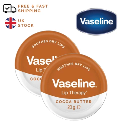 2x Vaseline Lip Therapy Cocoa Butter Lip Balm 20g Tin for Glossy lips