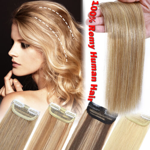 Mini Short Pad Clip In 100% Remy Real Human Hair Extensions Side Topper Top Weft - Picture 1 of 37
