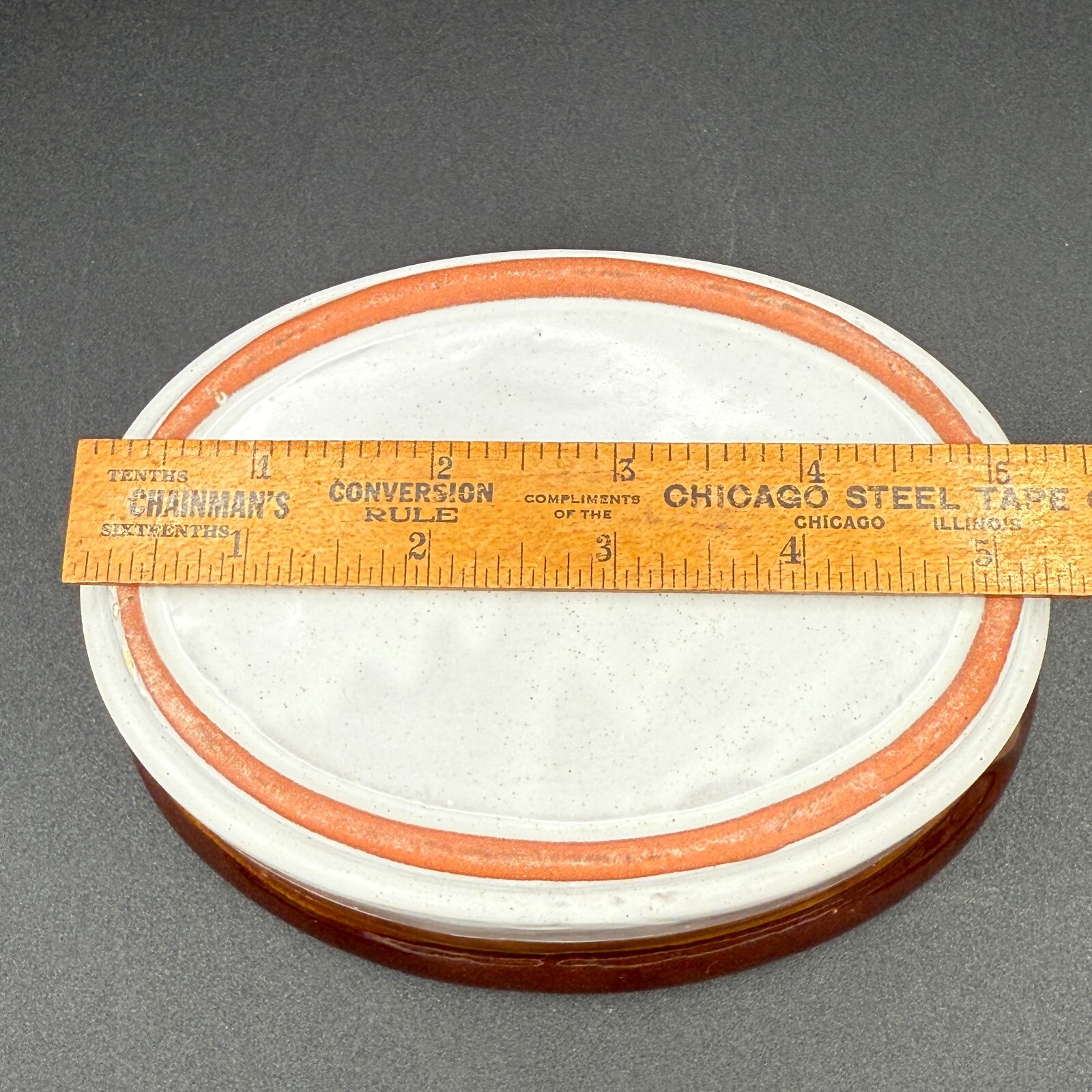 Vintage 3 Tone Pottery Oval Individual Casserole Small Baking Dish w/ Vented Lid