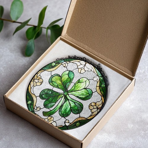 Shamrock St. Patrick's Day Stained Glass Suncatcher, Window Hanging Decor - Picture 3 of 3