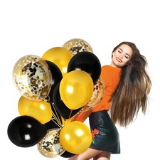 12 Inch Gold Confetti Balloons 42 Pack Gold and Black Balloons