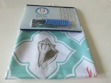 13 Piece Bath Set Printed Nautical Fabric Shower Curtain With Hooks 70" x 72"