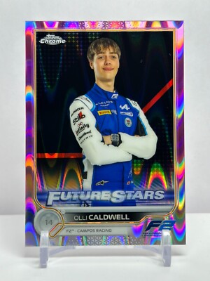 2022 Topps Chrome Formula One Future Stars Pink RayWave #'d /75 Olli Caldwell