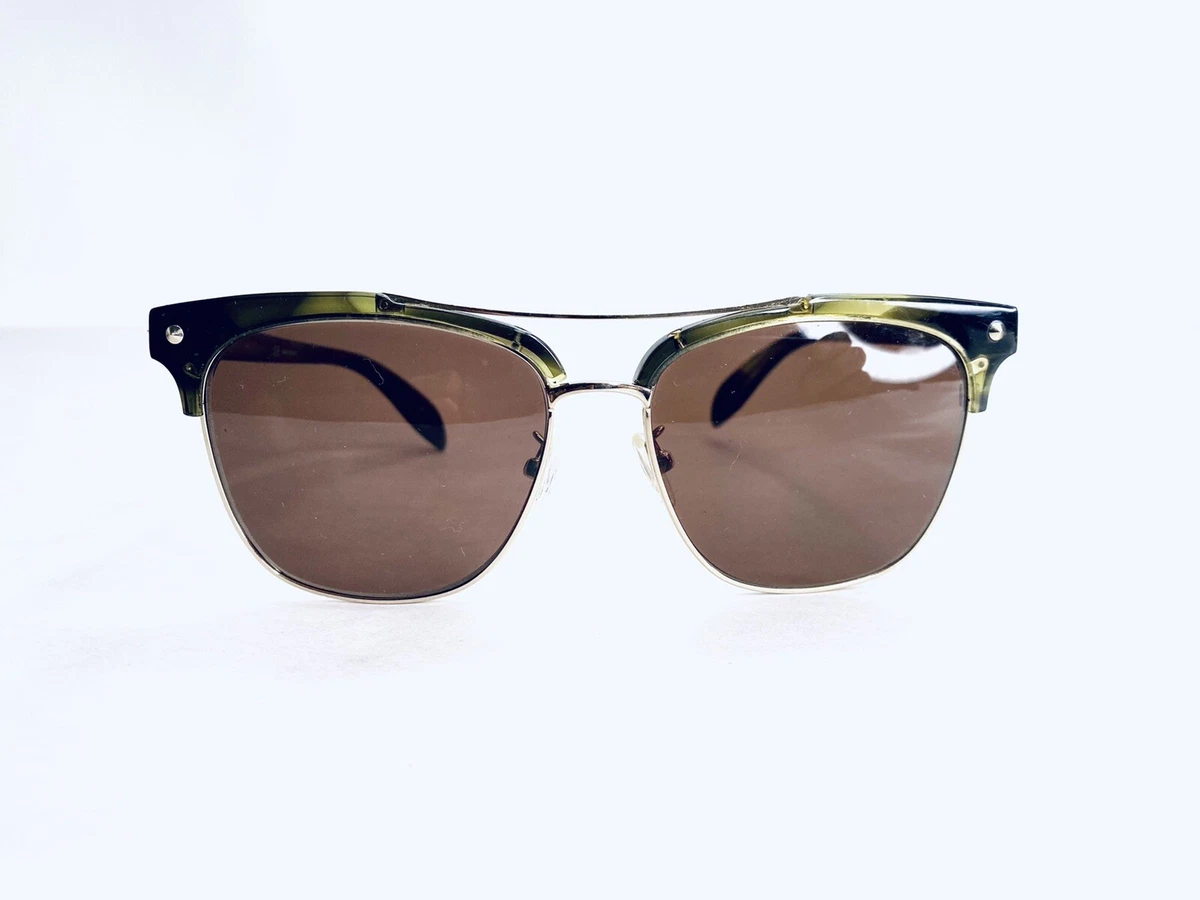 Alexander McQueen Green Gold Club Master Sunglasses Italy AM126SK 004 57 16 145