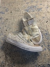 Womens Converse BLING Pearl Rhinestone Wedding Bride Sneakers Womens 5.5