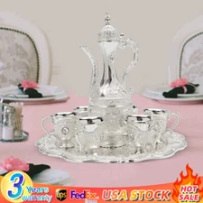 Turkish Coffee Set Tea Set W/Pot +6 Cups Wedding Birthday Home Decor Vintage Set