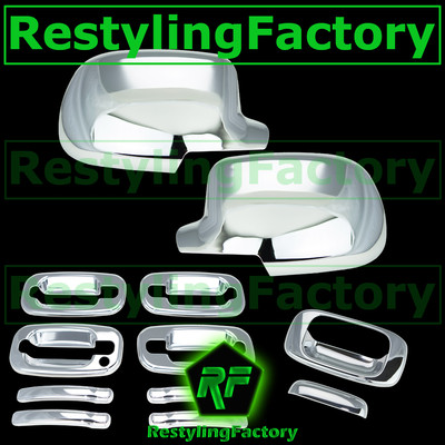 Chrome Mirror Covers + 4 Door Handles + Tailgate Handle Cover For 1999-2006 GMC Sierra