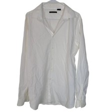 Theory Mens 33-34 Neck 17 White Long Sleeves Button Up Dress Shirt Cotton