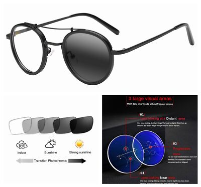 Multifocal Progressive Double Beam Retro Photochromic Reading Glass 