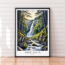 Aber Falls Art Illustration Print Unframed Aber Falls Wales Travel Poster Decor