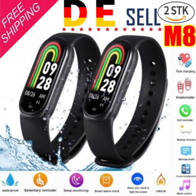 2X M8 Smartwatch Bluetooth Fitness Tracker Sport Uhr Puls Armband Schrittzähler