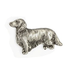 Dachshund Rauhhaar, Dackel, Teckel III  - Versilberte Hundebrosche, elegante Ans