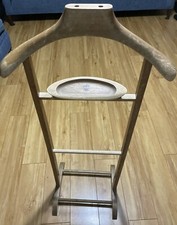 Vintage VALET BUTLER STAND wardrobe tie shirt rack wood tray mid century modern