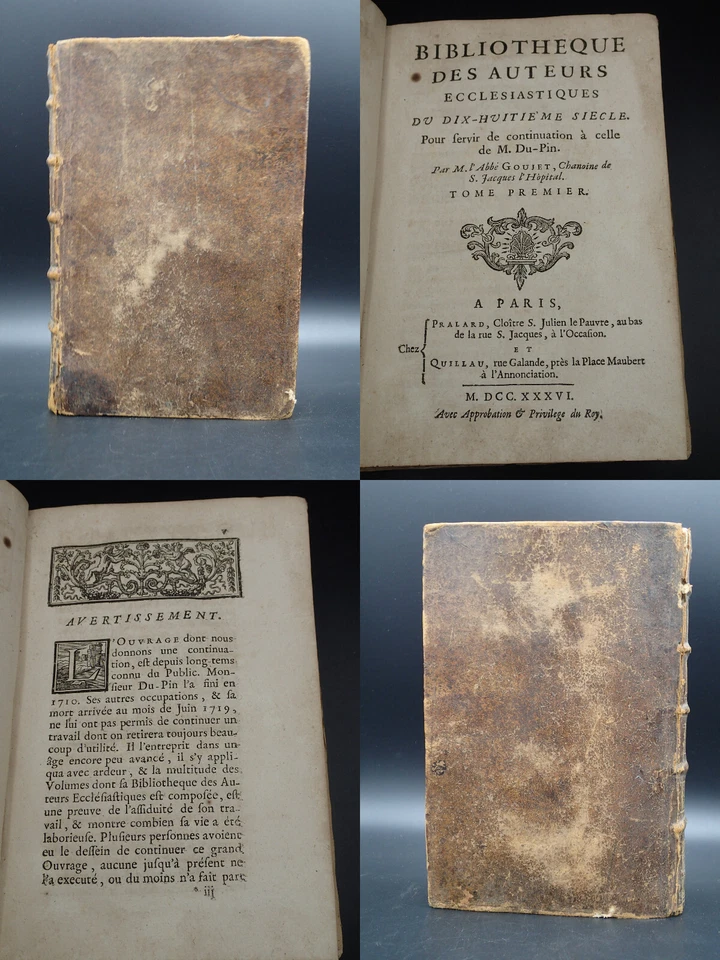 1736 RARE BIBLIOTHEQUE DES AUTEURS ECCLESIASTIQUES - Photo 4/4