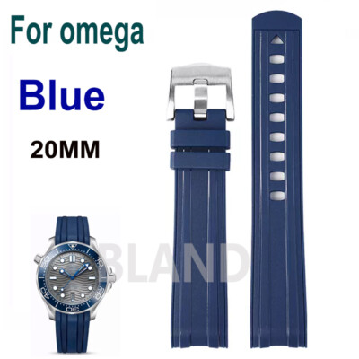 20 mm Blau Kautschuk Uhrenarmband Band für Omega Seamaster Diver 300 m 600 m ...