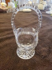 Vintage Glass Basket Duncan  Miller Clear Elegant Etched Flowers  Leaves