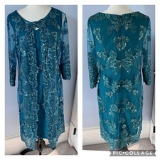 JJ's House NWT Sequin Mother Of The Bride Dress Tulle Peacock Green - Size 10