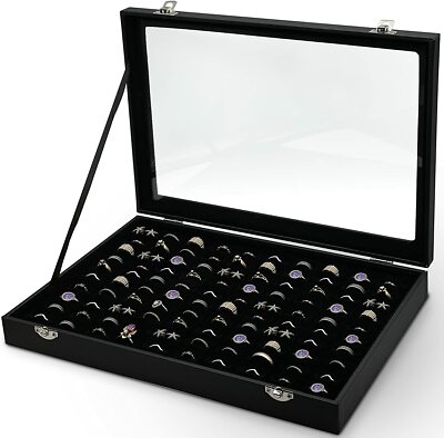 Schmucklade Ringbox für 100 Ringe Kunstleder Ring Display Lade Schmuck Schatulle