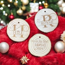 Custom Personalized Wood Letter Name Christmas Ornament, Monogram Handmade