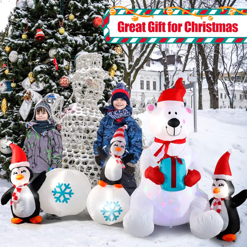 Inflatable Christmas Decorations 10FT Snowman Polar Bear Snowball Blow Up - Picture 7 of 7