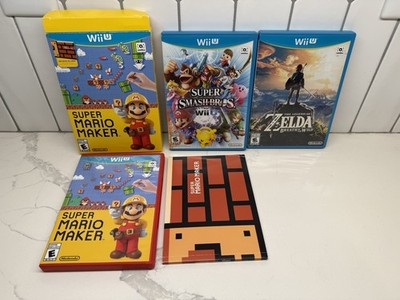 Nintendo Wii U Game Lot Zelda Breath of the Wild, Super Smash Bros, Mario Maker