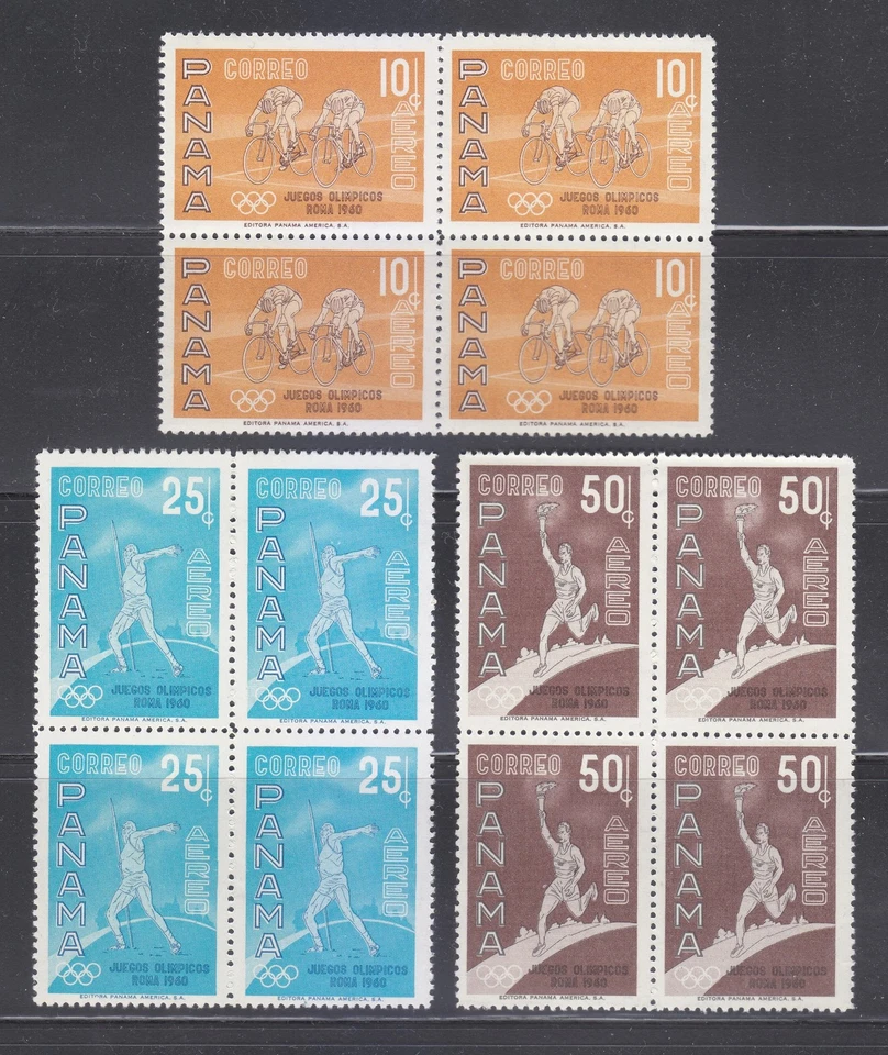 Panama 1960 MNH Mi 572-577+Block 8 Sc 433-434,C234-C237,C237a Olympic Rome ** - Image 4 of 4
