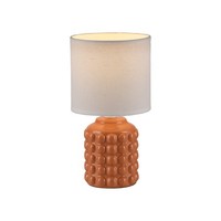 Tischleuchte Stoffschirm Orange Weiß E14 H= 26Cm Schnurschalter Tischlampe Klein