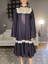 Vintage 1970  s Prairie Dress Boho Hippie Cotton Lace Floral Cottagecore Size 5
