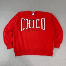 Vintage Russell Athletic Sweatshirt Mens XL Red Chico State USA Made Distressed