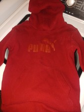 Puma Boys Pullover Hoodie Red Long Sleeve Pockets L, NWT