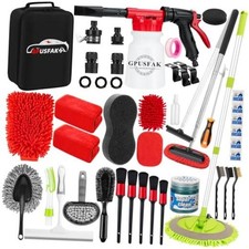 Car Wash Cleaning Kit with Foam Gun Sprayer Detailing Brushes Wash Mop 40Pcs
