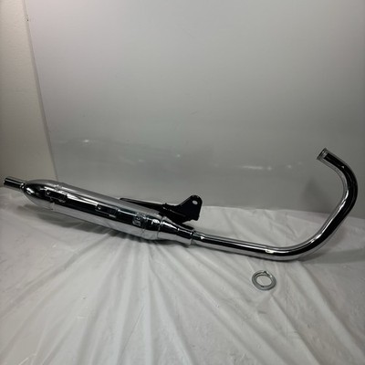 OEM SYM Wolf Classic 150 Exhaust Pipe, Chrome Motorcycle Muffler w/ Pipe Joint