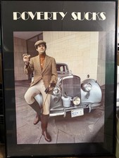 Vintage Poverty Sucks Poster Framed Rolls Royce Bentley Style Wall Art FIGI
