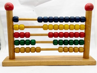 HOLZ ABAKUS ZÄHLRAHMEN SPIELZEUG VINTAGE MONTESSORI STIL MATHEMATIK PERLEN