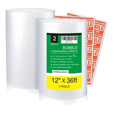 Eco-Friendly Bubble Packing Wrap: 2 Pack, 12 in x 72 ft for Safe Shipping