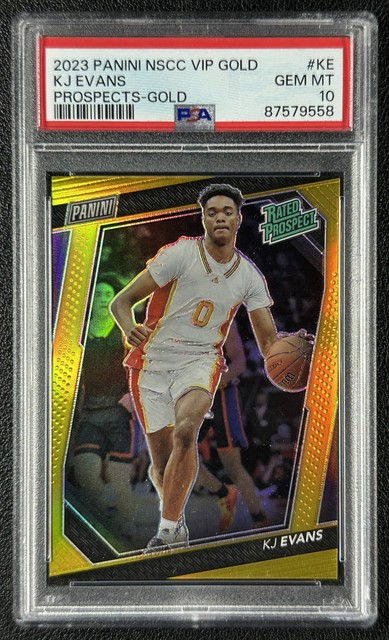 KJ EVANS PSA 10 2023 PANINI NATIONAL CONVENTION GOLD VIP #KE GOLD PRIZM 3/10 RC