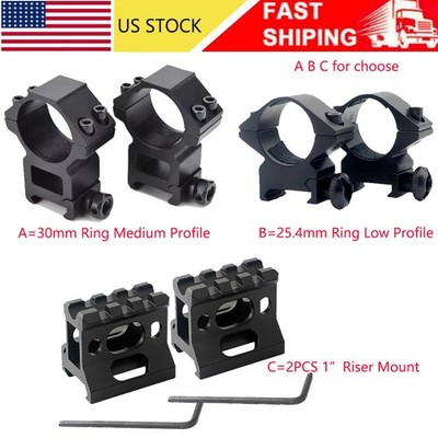 30mm Scope Rings Middle Profile/25.4mm Ring Low Profile Mount/1'' Riser Mount