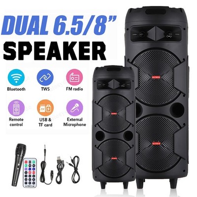 3000mAh Portable Bluetooth Cylinder Speaker 2 Subwoofers Party Heavy Bass Audio