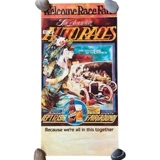 VTG Falstaff Beer Welcome Race Fans Poster St Louis Antique Auto Car READ