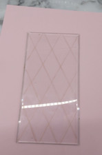 VINTAGE BEVELLED CARRIAGE CLOCK GLASS Gold Diamond Design 7" x 4"