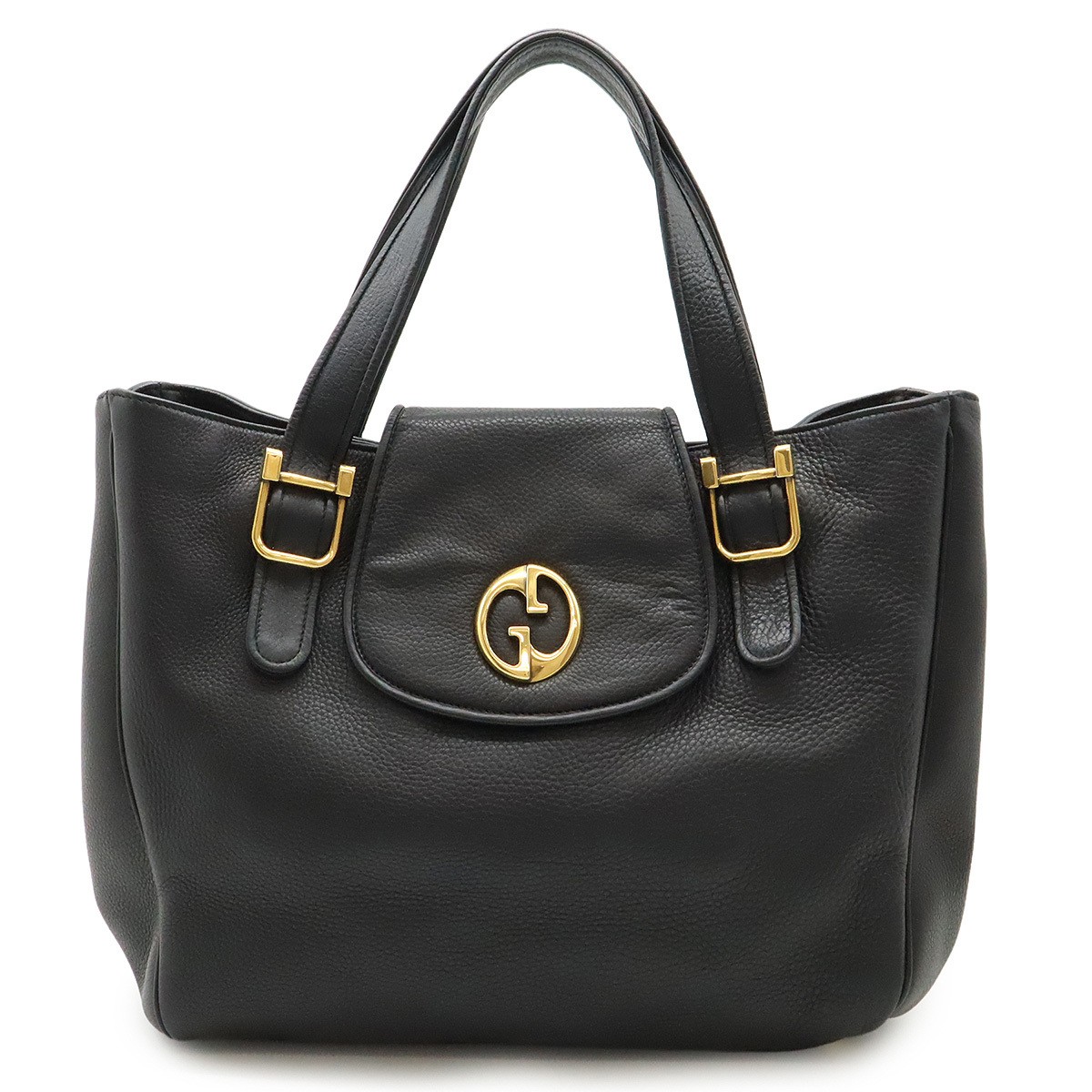 Gucci Diamante Double G Black Semi Leather Shoulder Tote Bag