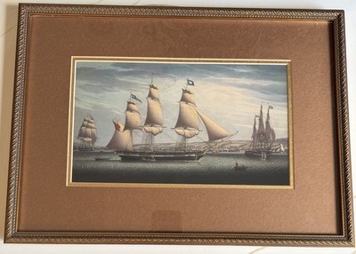 Vintage The Ship  Favorite Maneuvering Off Greenock Gold Frame Robert Salmon 18 