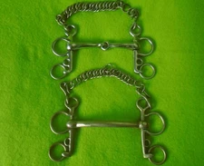 LOT (2) TOP Quality 5" Mouth Pelham BITS~Snaffle~Mullen~W/Chains~ENGLISH~WESTERN