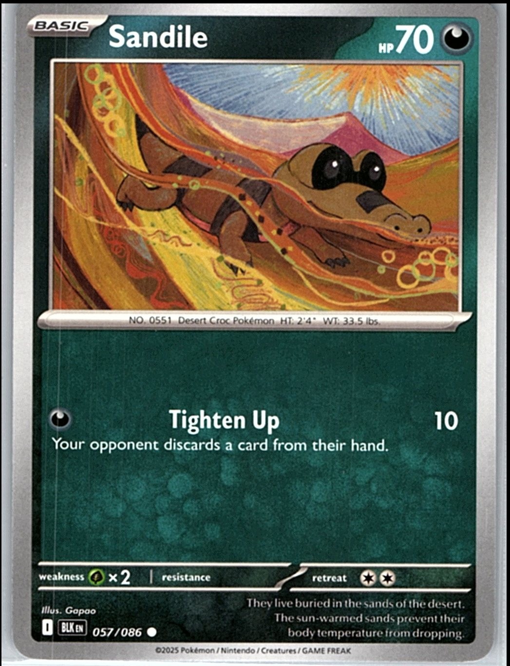 Pokemon - Sandile [BLK - 057/086] - NM/Common
