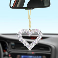 Bling Heart Car Hanging Accessories, Silver Bling Rear View Mirror