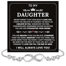 Daughter Infinity Heart Bracelet, Daughter Jewelry Infinity Bracelet Version-1