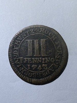 German Antique 1743 Munster Copper coin - Very Rare