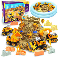 Play Construction Sand Kit,2.2Lbs Magic Sand W/4 Large Take Apart Construction T