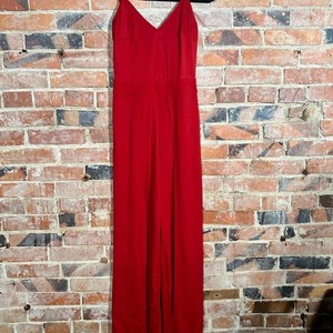 Red elegant v neck pant jumpsuit size small
